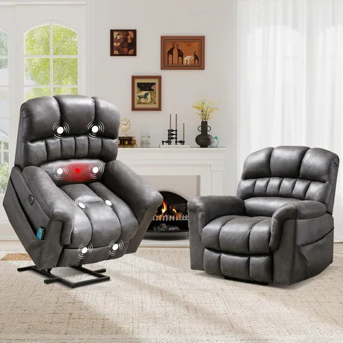 Miniatura 12 de HAOMARKETS Sillón reclinable de elevación eléctrica de gran tamaño con masaje y calor para personas mayores, silla reclinable de elevación eléctrica