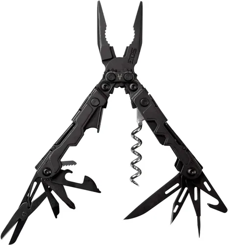 SOG PowerLitre - Mini herramienta multiusos con 19 herramientas ligeras, herramienta compacta de 5 pulgadas de largo con cuchillo, destornillador,