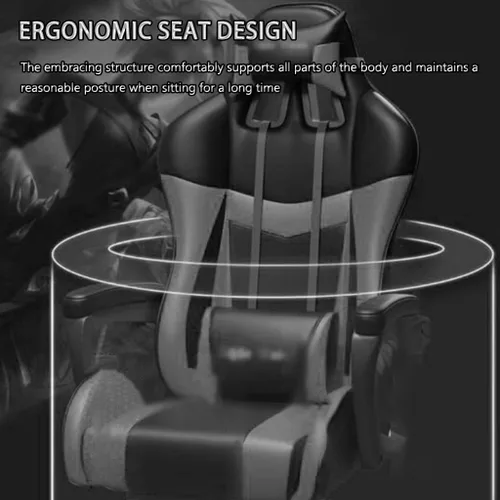 Miniatura 4 de Silla de juegos con reposapiés de 90° a 145° Gran ángulo puede tumbarse, silla ergonómica de carreras con abrazo, carga de 330.7 libras