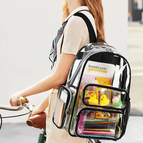 Miniatura 143 de CAMTOP Mochila transparente resistente y transparente para estudiantes, escuela, trabajo, festival, viajes, deportes, Beige, Mediana, Camtop Mochila