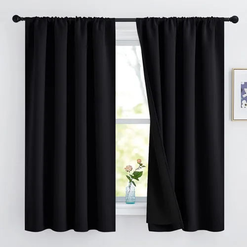 Miniatura 42 de NICETOWN Cortinas blancas 100% opacas, 2 capas gruesas completamente opacas con bolsillo para barra, cortinas aislantes térmicas para Blanco puro