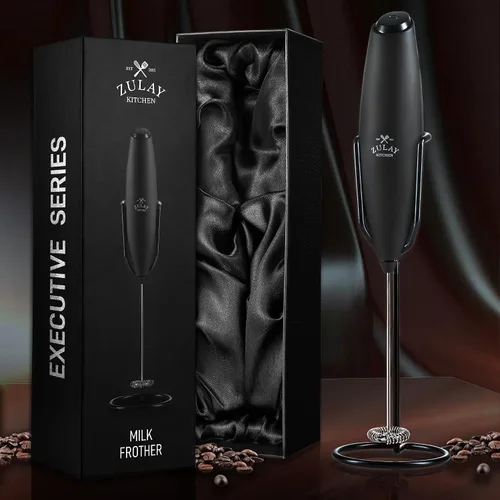 Miniatura 8 de Zulay Kitchen Serie Ejecutiva Espumador de Leche - Varilla Mejorada y Soporte Mejorado - Regalo de Café Ideal - Espumador de Café Manual para Café