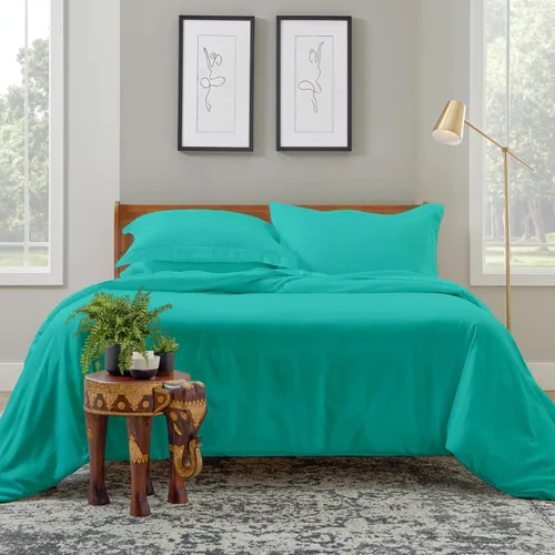 Miniatura 16 de Cosy House Collection Juego de funda de edredón de lujo de 2 piezas, mezcla de rayón derivado del bambú, ropa de cama ultrasuave, protector de Crema