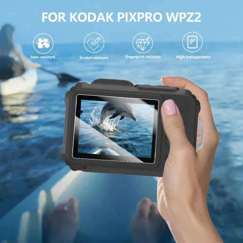 Miniatura 4 de Funda protectora de silicona para cámaras digitales Kodak Pixpro wpz2, con protector de pantalla y cordón, para accesorios Kodak Pixpro wpz2 - Negro