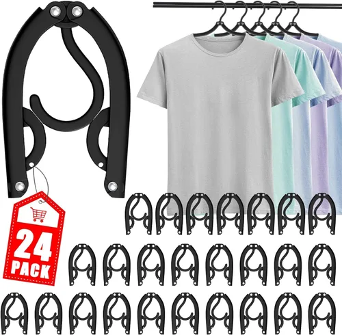 Miniatura 8 de 12 perchas de viaje Trubetter, esenciales para cruceros, perchas plegables portátiles, accesorios de viaje, tendedero plegable para ropa (negro)