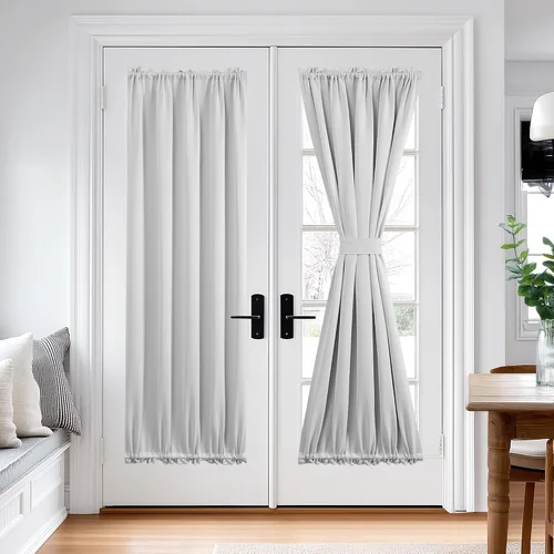 Miniatura 137 de Cortina térmica para puerta con bolsillo para barra, opacas, tratamiento de ventanas con ojales y ojales Deconovo 1 panel
