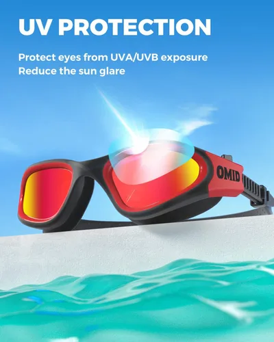 Miniatura 3 de OMID - Gafas de natación polarizadas P2, gafas antivaho para natación para hombres y mujeres adultas A3-Negro Marco Rojo Lente Roja