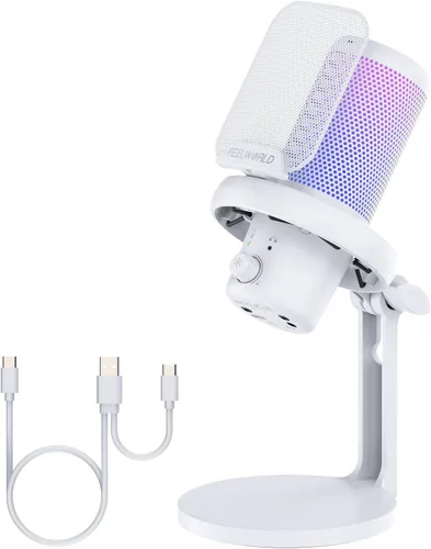 Miniatura 8 de FEELWORLD VM1 Micrófono USB para PC de juegos Micrófono condensador con cancelación de ruido, luz RGB silenciosa, accesorios para computadora