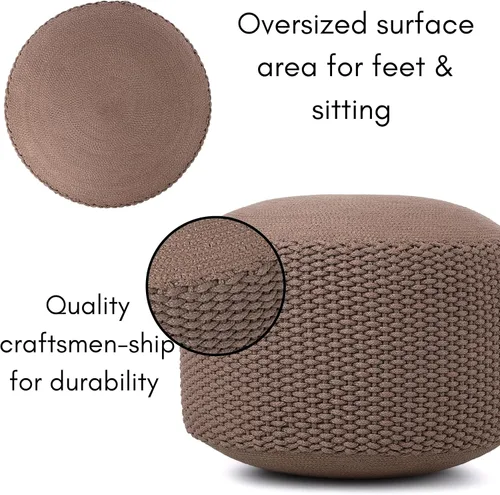 Miniatura 7 de BIRDROCK HOME Puf Otomano para Exteriores Taburete Reposapiés Impermeable Tejido a Mano con Relleno de Bolsa de Perlas Reposapiés Bohemio