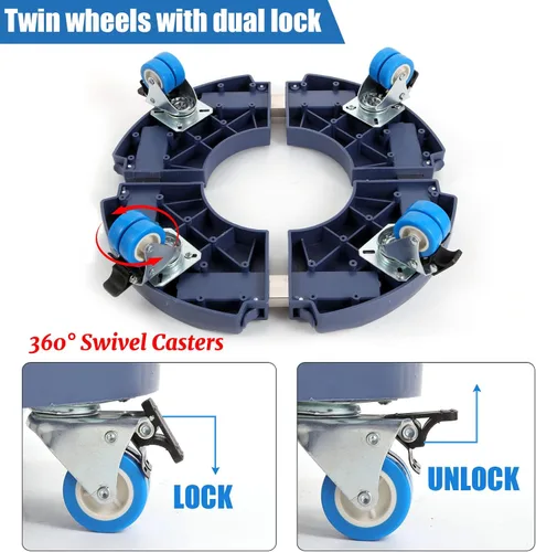 Miniatura 7 de W B D WEIBIDA Carrito para plantas con ruedas de servicio pesado, capacidad de 440 libras, ajustable de 15 a 21 pulgadas, soporte rodante para Azul
