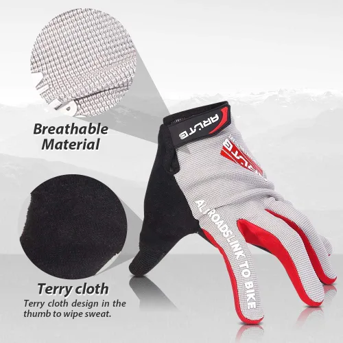 Miniatura 4 de Arltb guantes para bicicleta, 3 tamaños, 3 colores, guantes para ciclismo, bicicleta, mitones de dedo completo, acolchados, transpirables, ligeros