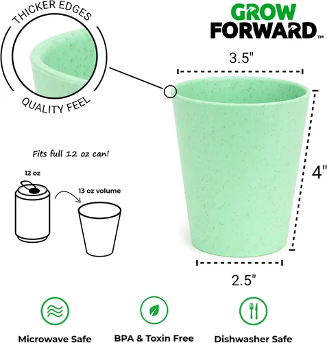 Miniatura 3 de Grow Forward Vasos de plástico prémium para niños, vasos de paja de trigo irrompibles de 13 onzas para niños, vasos para beber sin BPA no tóxicos