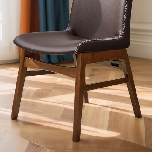 Miniatura 6 de SyMax Juego de 6 sillas de comedor de piel sintética con borde cosido, modernas sillas laterales de cocina de alta gama para dormitorio, sala