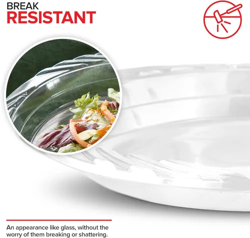 Miniatura 3 de Stock Your Home 240 unidades, platos de plástico transparente de 7 pulgadas, flexibles, platos desechables resistentes para fiestas, para recepción