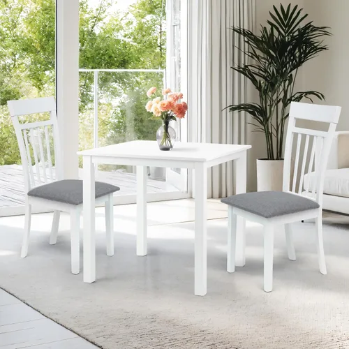 Miniatura 10 de Juego de cocina de comedor de 3 piezas, mesa cuadrada y 2 sillas cálidas en acabado negro espresso