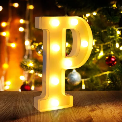 Miniatura 32 de Símbolo Ampersand LED Grande &, Letras de Marquesina Cartel 26 Letras del Alfabeto y 10 Números Luminosos para Decoración de Fiestas, Números