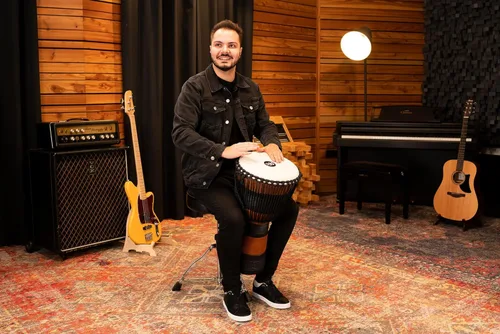 Miniatura 3 de Meinl Percussion ADJ3-L+BAG Cuerda de estilo africano afinada de madera Djembe de 12 pulgadas con bolsa, marrón/negro