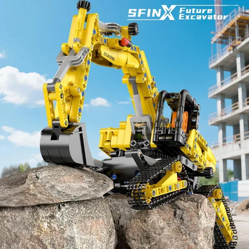 Miniatura 2 de Mould King Juegos de construcción de excavadora sobre orugas, 17076, kits de excavadora de ingeniería, modelo MOC, regalos de cumpleaños