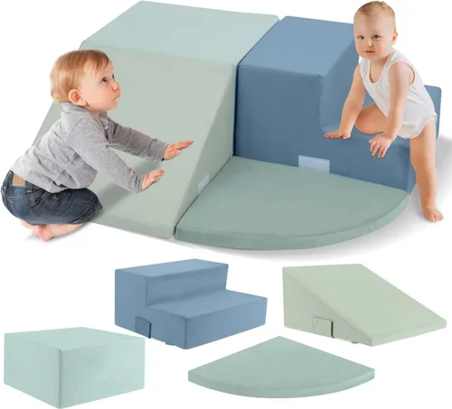 CAPAKIDS Juguetes grandes de escalada para niños pequeños de 4 piezas para interiores, bloques de espuma con velcro, clásico