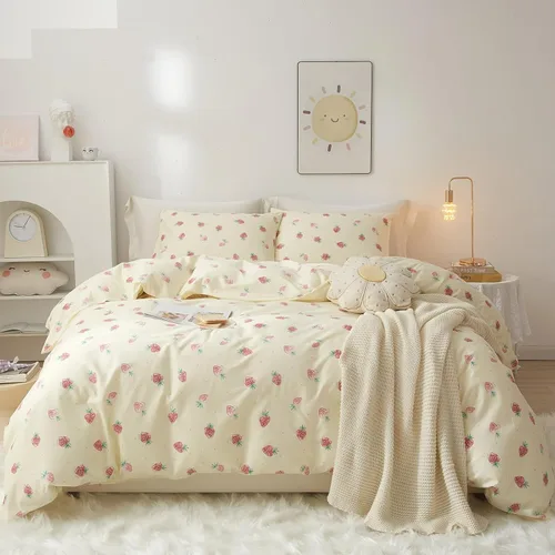 Miniatura 33 de VM VOUGEMARKET - Juego de funda de edredón floral amarilla de 3 piezas para niñas, de algodón, funda de edredón de flores rosas con cierre de F#