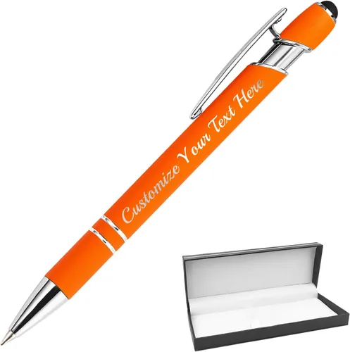 Miniatura 20 de Bolígrafos personalizados con punta de lápiz digital, bolígrafos grabados personalizados, bolígrafo de bola de tacto suave, bolígrafos con nombre
