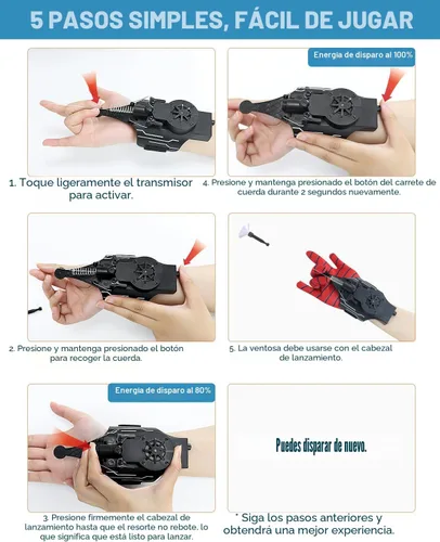 Miniatura 6 de Lanzador de Telarañas de Spiderman, Lanzador de Telarañas con Guantes, Juego de Rol de Superhéroe Realista y Seguro Divertido para Hombres y Niños