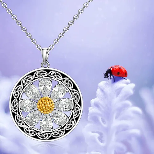 Miniatura 9 de Talonior Daisy Necklace Axolotl Moth Cat Raccoon Cardinal Necklaces Snowflake Four Leaf Clover Necklace Christmas Santa Claus Pendant for Women