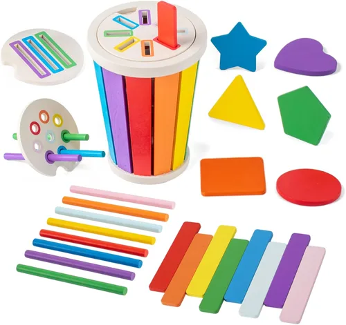 Juguetes Montessori para niños de 1 a 3 años, juguetes de aprendizaje de clasificación de colores de madera para niños pequeños, juegos de