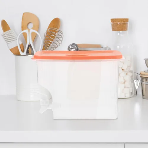 Miniatura 6 de Dispensador de bebidas de plástico de 1 galón con espita para bebidas frías para refrigerador, té helado, limonada, fiesta, bar, uso