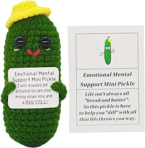 Cabeza de Patata Positiva y Divertida con Tarjeta Mini de Crochet y Tejido para Apoyo Emocional Hecho a Mano, Regalos de Pepino, Decoración de