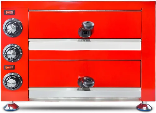 Horno eléctrico comercial de pizza de 12 pulgadas, horno de pizza de interior, doble acero inoxidable con temporizador para restaurante, rojo, 1100 W