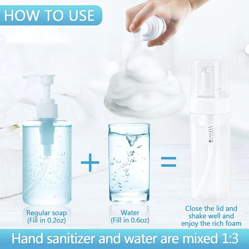 Miniatura 3 de Botella de espuma vacía transparente de 5.1 onzas líquidas, botella de espuma de viaje para jabón, champú, botella dispensadora de espuma