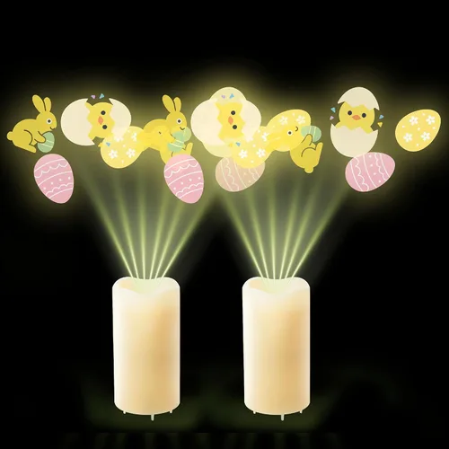 Miniatura 7 de XingsLight Velas sin llama para decoración del día de San Valentín con románticas luces de proyector de corazón rosa, funciona con pilas, vela LED
