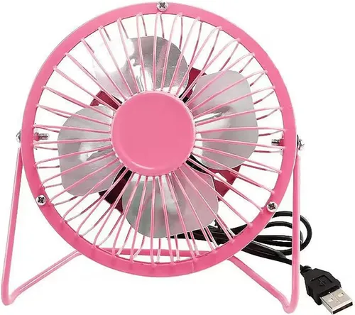 Sokelinn-six Ventilador de escritorio USB pequeño de 4 pulgadas, mini ventilador de refrigeración personal silencioso de metal para el hogar, Rosa