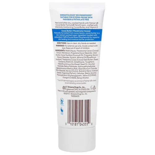 Miniatura 2 de Palmer's - Crema de manos con fórmula de manteca de cacao para piel seca y agrietada. Loción de manos de tamaño para viajes, 3.4 onzas