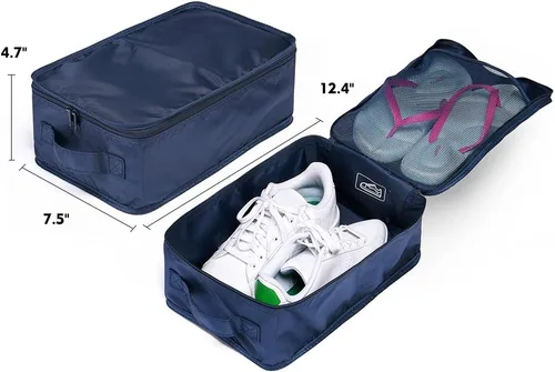 Miniatura 4 de JJ POWER Bolsas de viaje para zapatos, plegables e impermeables, organizador de doble capa, marino, Uso diario