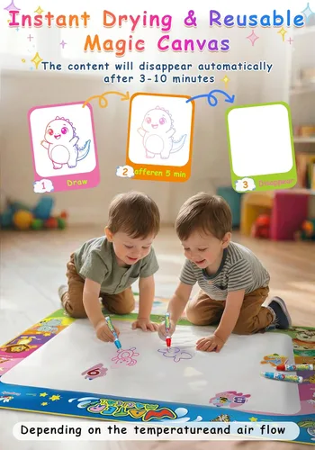 Miniatura 5 de Juguete para niños pequeños Wedopro: tapete de garabatos de agua de 40 x 30 pulgadas, sin desorden, para colorear y dibujar, con secado instantáneo