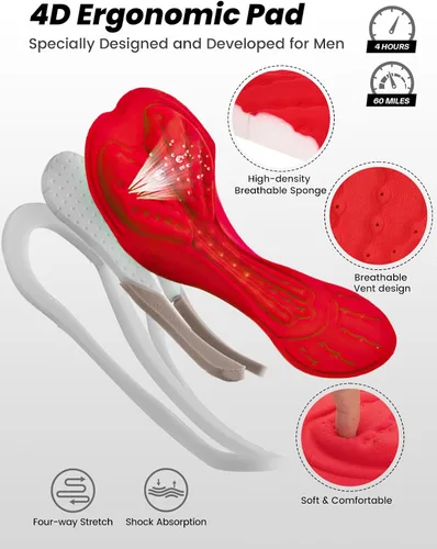 Miniatura 22 de Sportneer Pantalones cortos de ciclismo acolchados para hombre, acolchado 4D, pantalones cortos de ciclismo para hombre, transpirables y absorbentes
