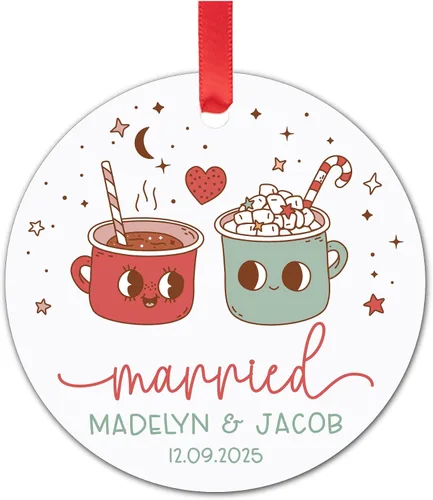 Miniatura 11 de Yippee Daisy Adorno de campamento personalizado – 10º aniversario para él y ella – 10 años casados juntos – Adorno de Navidad para parejas – 2025