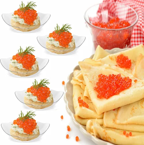 Miniatura 5 de TOFLEN Mini platos de postre de 100 unidades con cucharas de degustación, 3-1/8 x 2-5/8 pulgadas, pequeños platos de plástico transparente