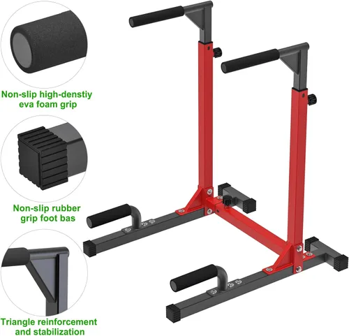 Miniatura 6 de SELEWARE Heavy Duty Dip Bar, Adjustable Width & Height Dip Station Home Gym Fitness Equipment, 800lbs Capacity, Multifunctional Strength Training