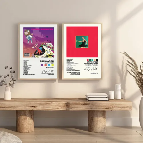 Miniatura 4 de Un juego de 2 pósteres de graduación de Kanye West My Beautiful Dark Twisted Fantasy Póster de lienzo sin marco: 12 x 18 pulgadas (11.8 x 17.7 in)
