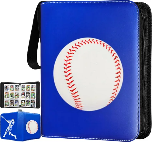 Carpeta de tarjetas de béisbol con 900 bolsillos, 50 fundas de béisbol, carpeta grande de béisbol, 3 anillos con cremallera, soporte para tarjetas