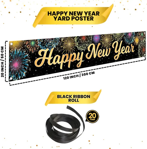 Miniatura 4 de KatchOn, Cartel de feliz año nuevo para patio 2026 – Extra grande de 120 x 20 pulgadas, letrero de feliz año nuevo para decoraciones de Año Nuevo