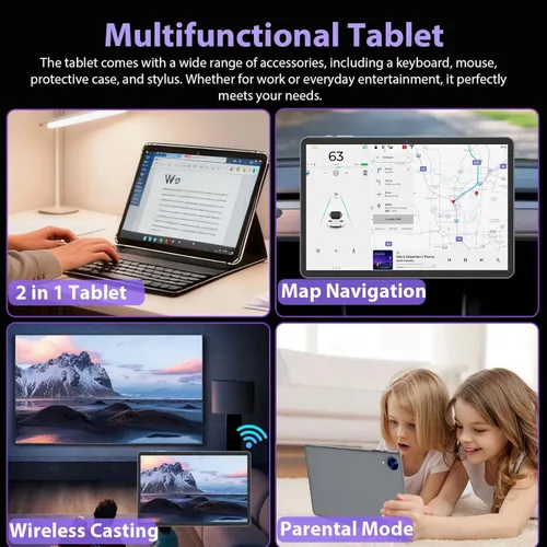 Miniatura 8 de Tablet Android 15 2026 con teclado - 26GB+256GB+2TB Expand, Octa-Core, Gemini AI, 2.4G/5G Wifi, 8000mAh, Widevine L1, cámara dual, tabletas 2 en 1