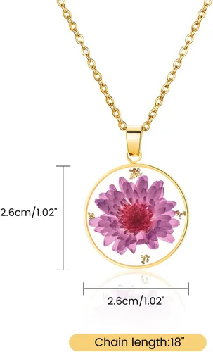 Miniatura 36 de Pressed Flower Necklace Gift for Women Personalized Handmade Necklaces Birth Flower Necklace