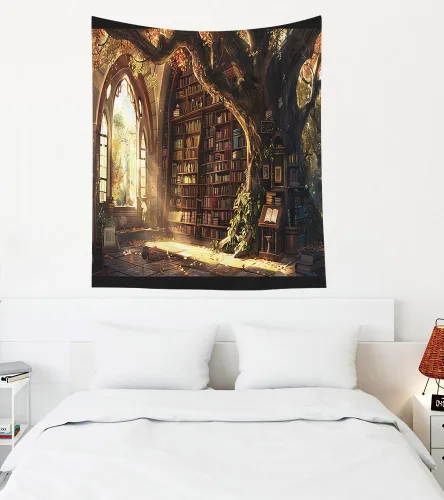 Miniatura 83 de EMMTEEY Tapiz de pared con bosque - Árbol de pino verde y niebla, arte de pared natural, 80x60 pulgadas, tapiz grande de estilo bohemio para sala