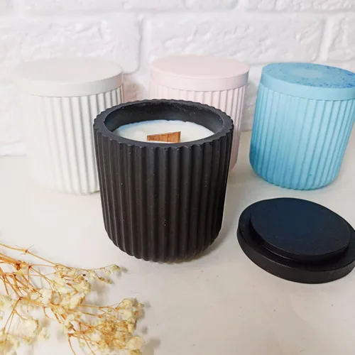 Miniatura 3 de Caja de Almacenamiento con Tapas, Juego de Moldes de Silicona para Frascos de Velas, Moldes de Recipientes Creativos, Moldes Redondos de Hormigón B