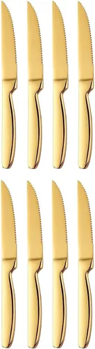 Miniatura 7 de Cuchillos de acero inoxidable, resistentes a la corrosión, hoja afilada, mango de acero inoxidable, cuchillo de mesa de cocina (plata, filete 4)