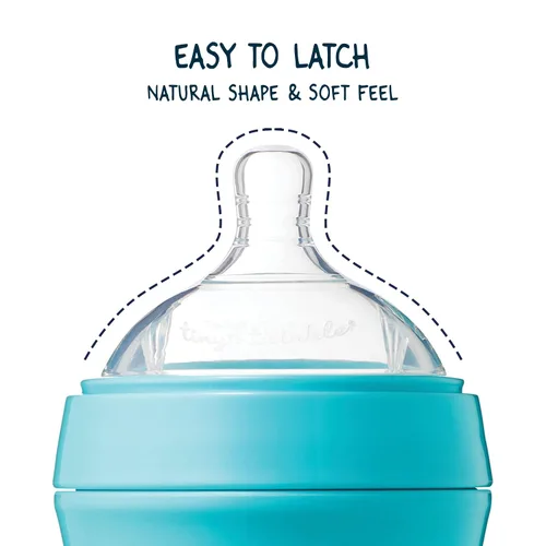 Miniatura 2 de Tiny Twinkle Biberón de silicona con agarre cómodo y pezón flexible suave, biberones suaves para recién nacidos y mayores (menta, 8 onzas)